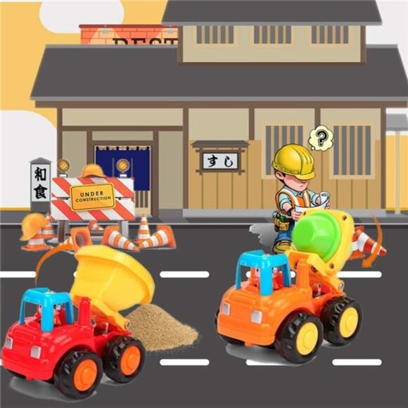 Friction Powered Cars Push and Go Trucks Construction Vehicles Toys Set - Picture 5 of 8